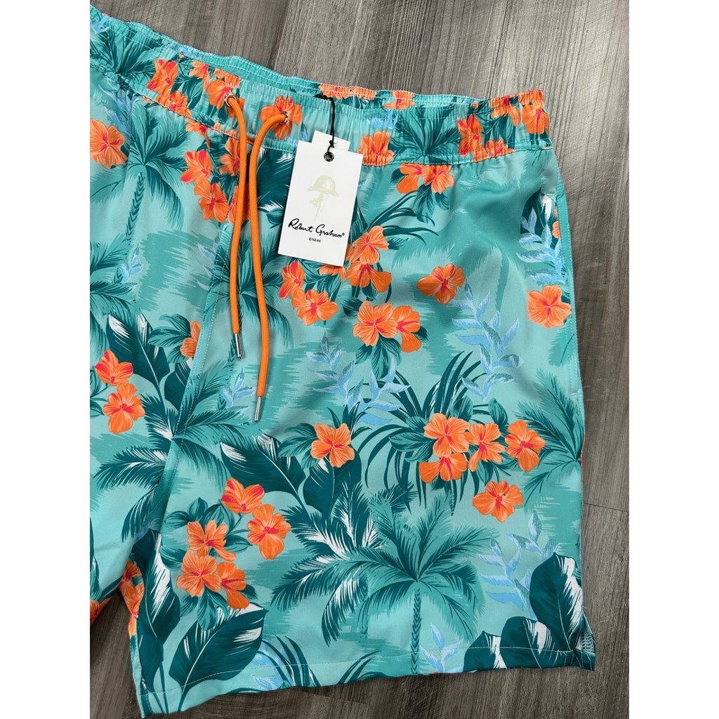 Robert Graham Floral Tropical Forest Swim Trunks — Size 2XL