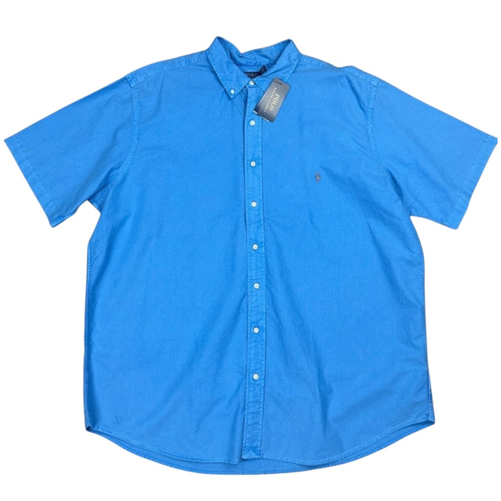 Polo Ralph Lauren Garment Dyed Blue Orbit Oxford Short Sleeve Button Down - 2XB