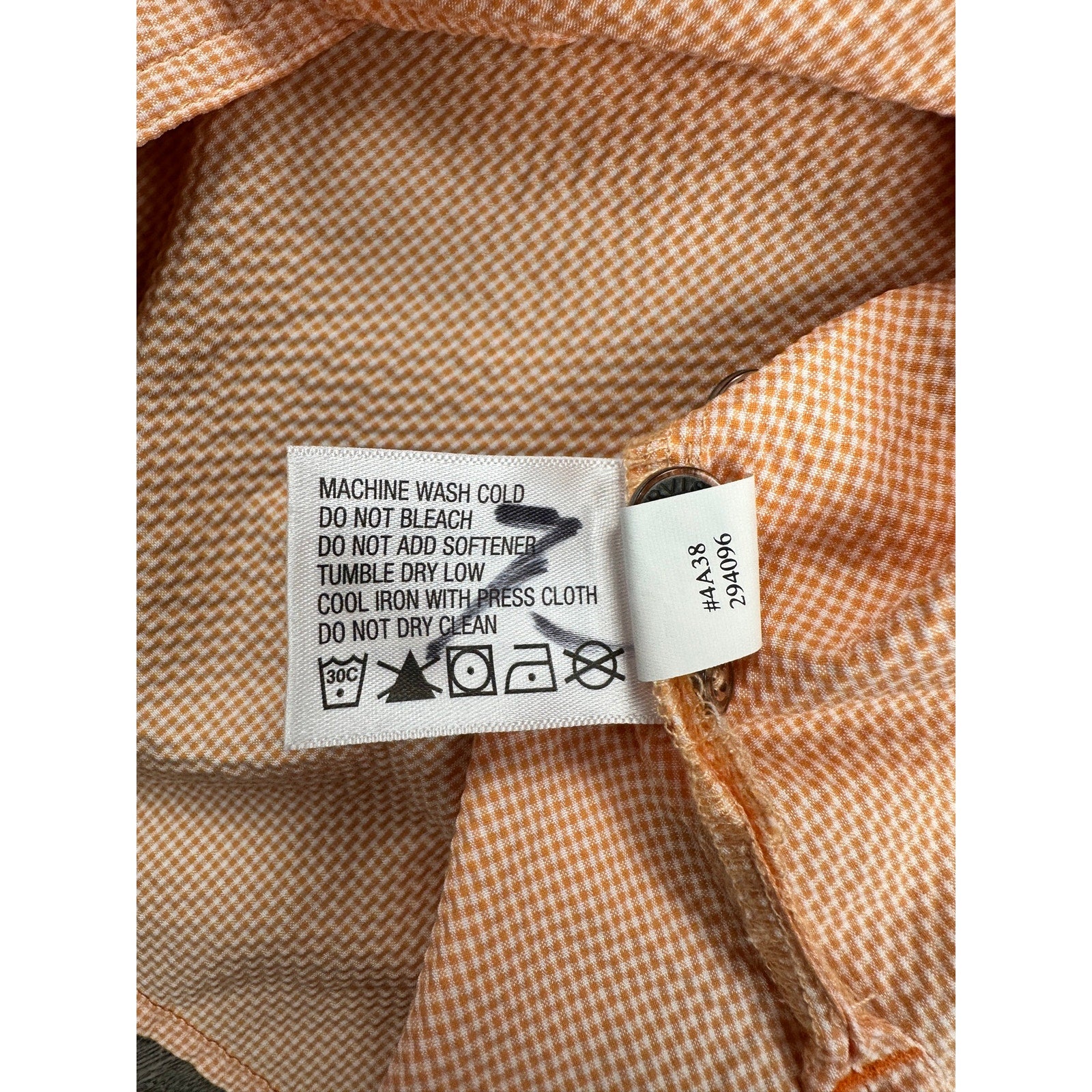 Orvis Open Air Caster UPF 40+ Vented Long Sleeve Fishing Button Down in Orange White — Size Small // Preowned