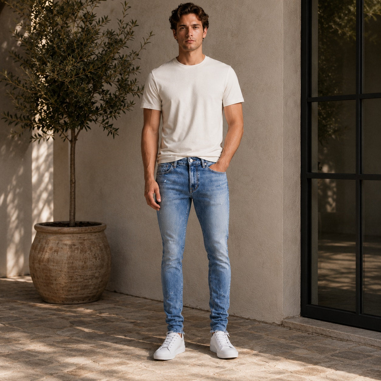 Hudson Zack Blue Dusk Paint Splatter Super Skinny Jeans - 30