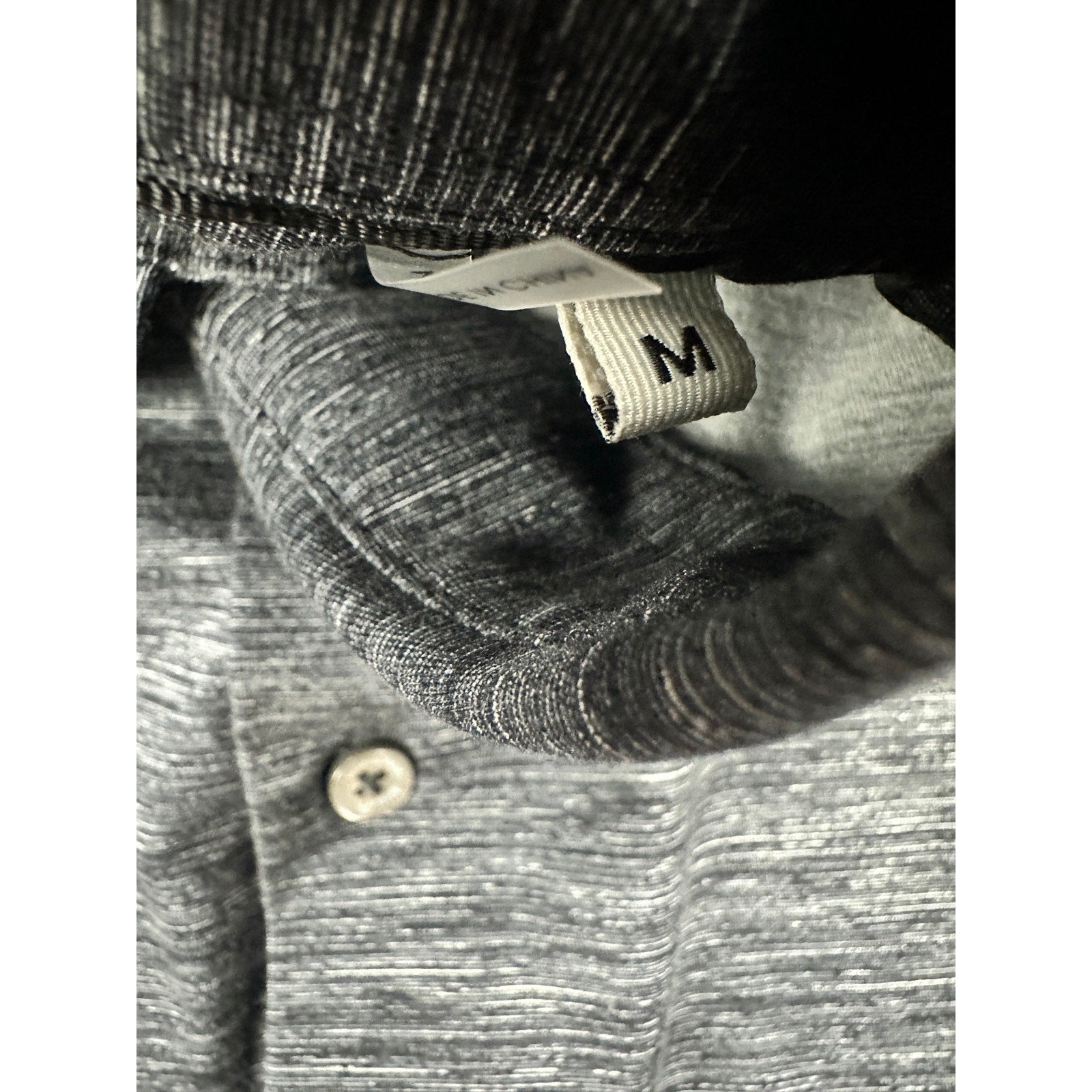 Bugatchi James Heathered OoohCotton 8 Way Stretch Long Sleeve in Heather Black — Size Medium // Preowned