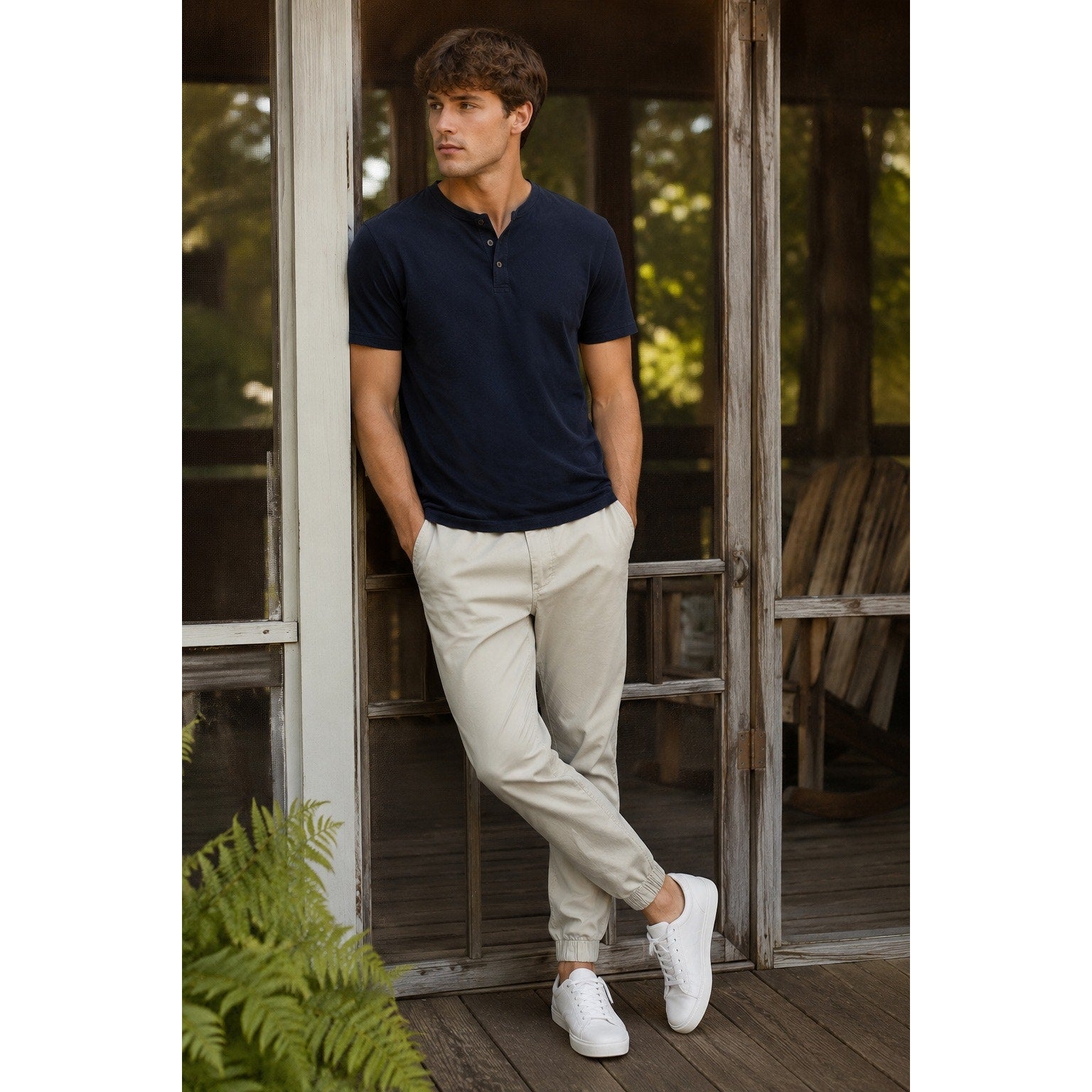 Bear Bottom Stretch Chino Jogger Pants in Tan — Size Large // Preowned
