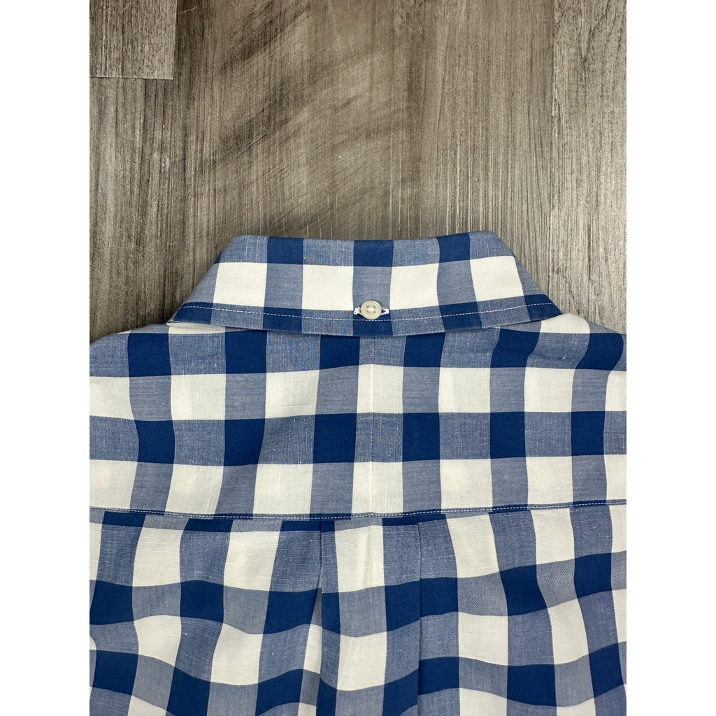 Gitman Bros. Made in USA Checkered Long Sleeve Button Down in Blue and White — Size Large // Preowned