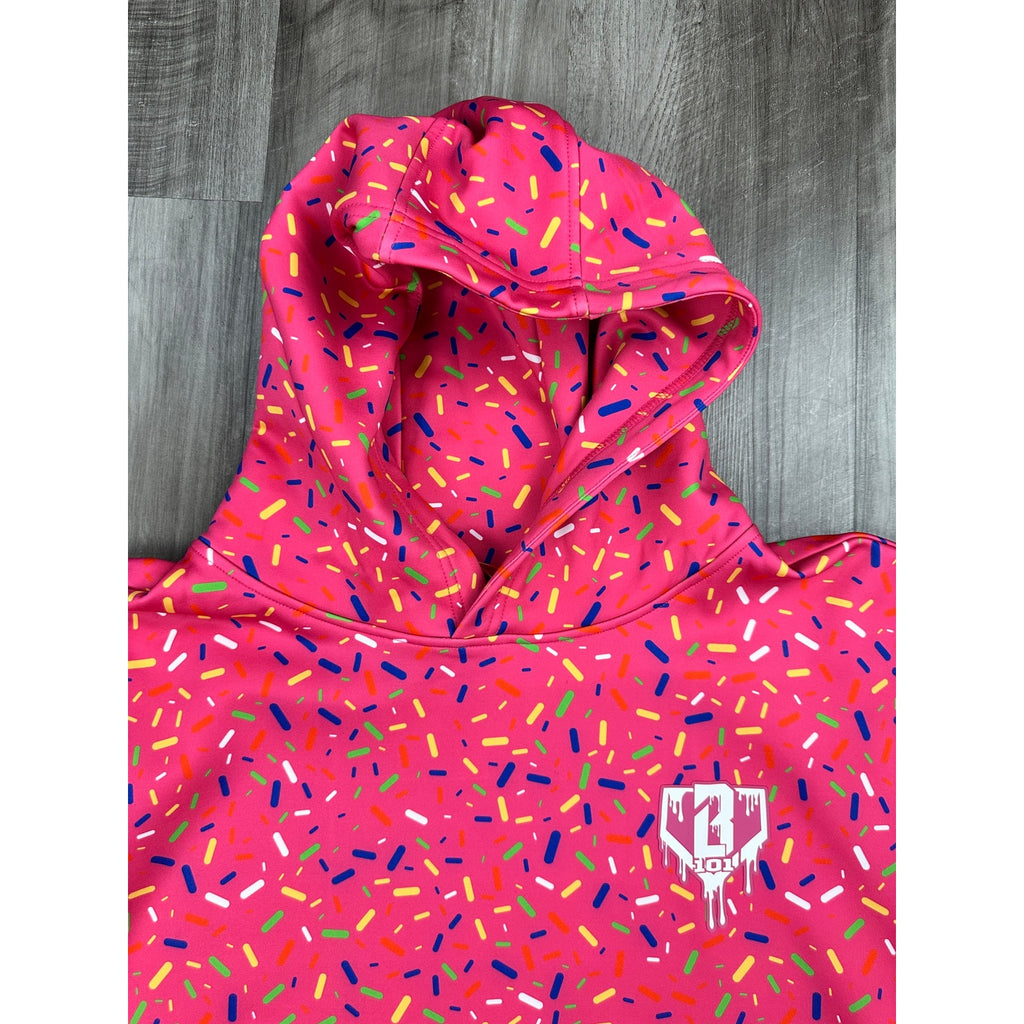 Baseball Lifestyle 101 Ice Cream Pullover Hoodie in Strawberry Pink — Size XL