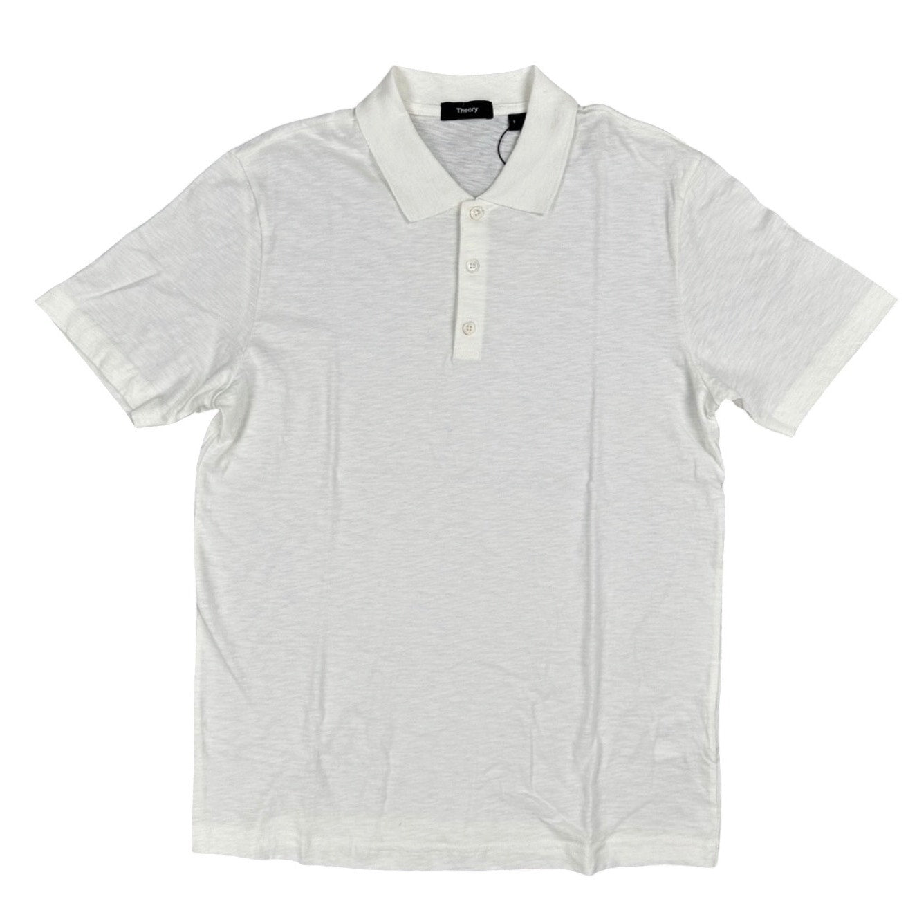 Theory Bron Cosmos Ivory Slub Cotton Polo - Small