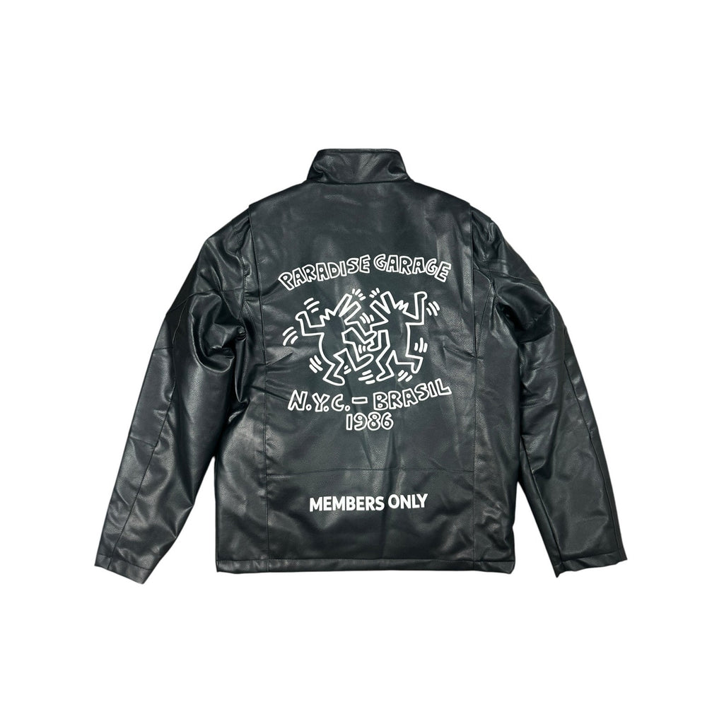 Members Only x Keith Haring Paradise Garage Racing Faux Leather Jacket — Size Medium