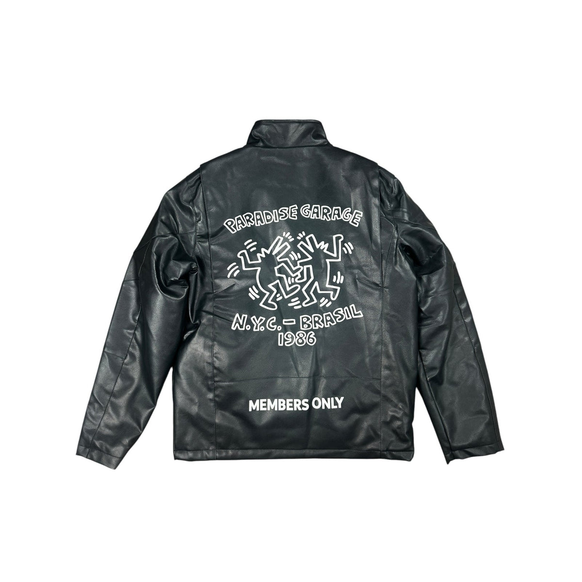 Members Only x Keith Haring Paradise Garage Racing Faux Leather Jacket — Size Medium