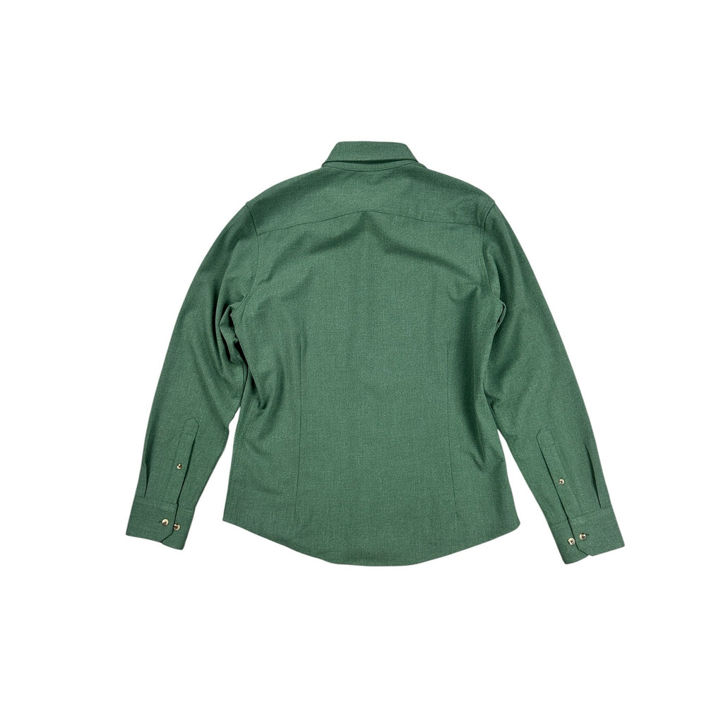 Mizzen+Main Trim Fit City Flannel Golf Long Sleeve Button Down in Heather Spruce Green — Size Medium // Preowned