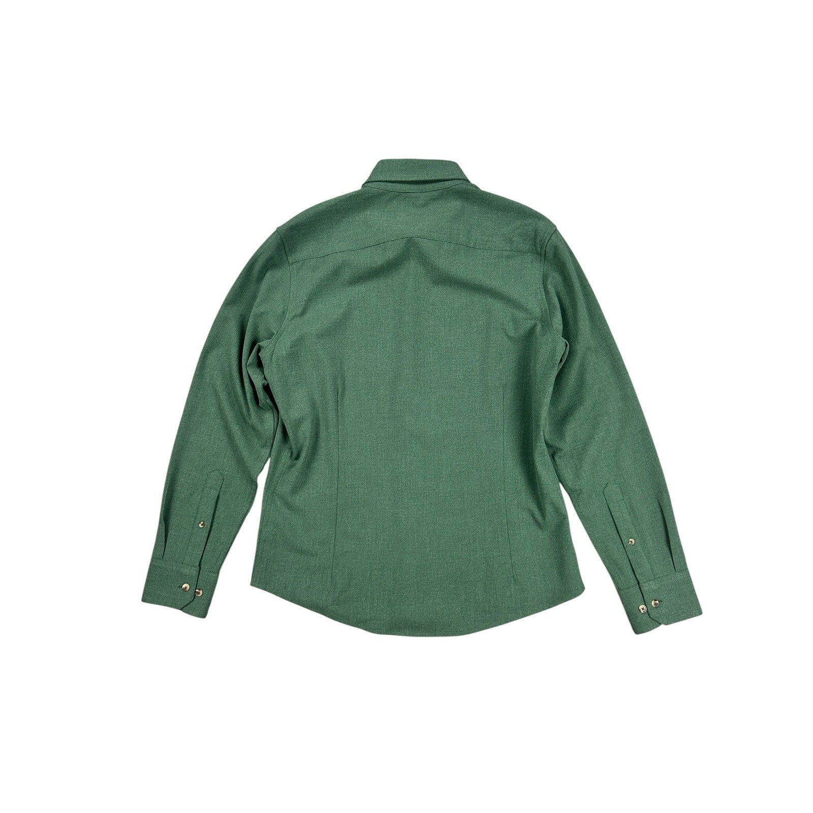 Mizzen+Main Trim Fit City Flannel Golf Long Sleeve Button Down in Heather Spruce Green — Size Medium // Preowned