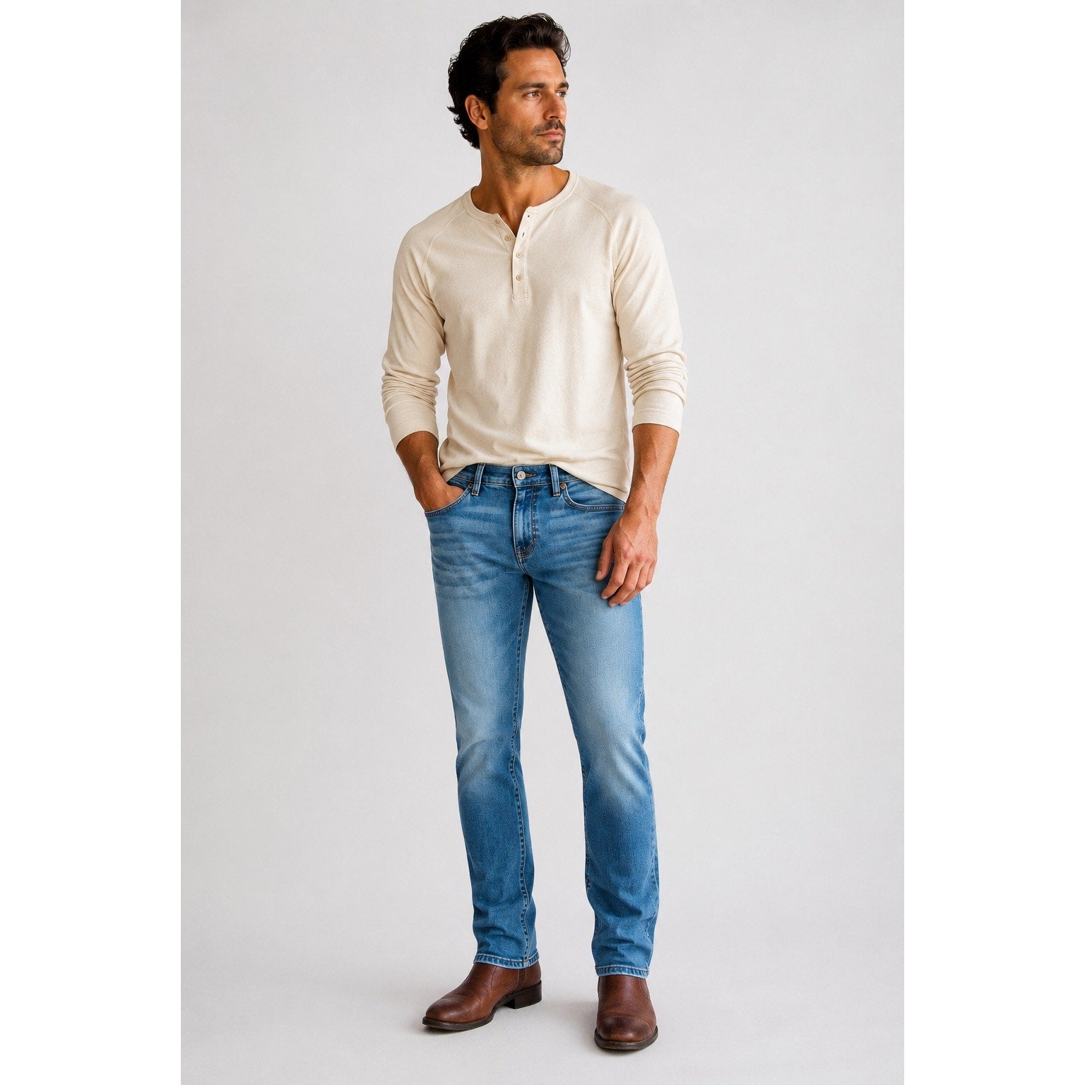 Seven7 Jean Co. Slim Straight Leg Premium Denim Jean in Light Wash — 32x32