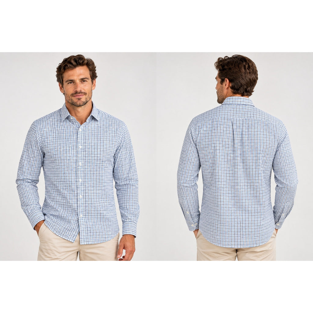 Mizzen+Main Leeward Performance Trim Fit Checkered Long Sleeve Button Down Shirt — Size XL // Preowned