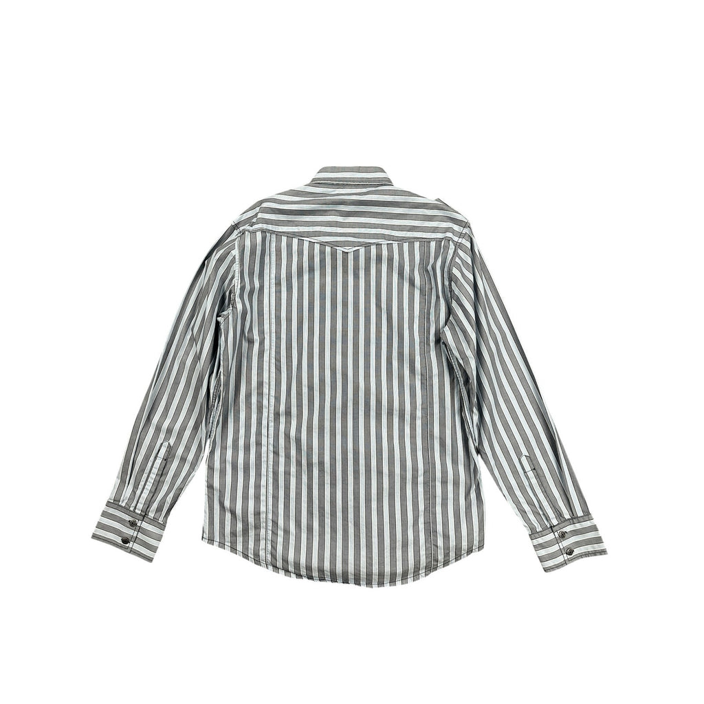 7 Diamonds Long Sleeve Stripe Button Down Shirt in Gray White Black — Size Large