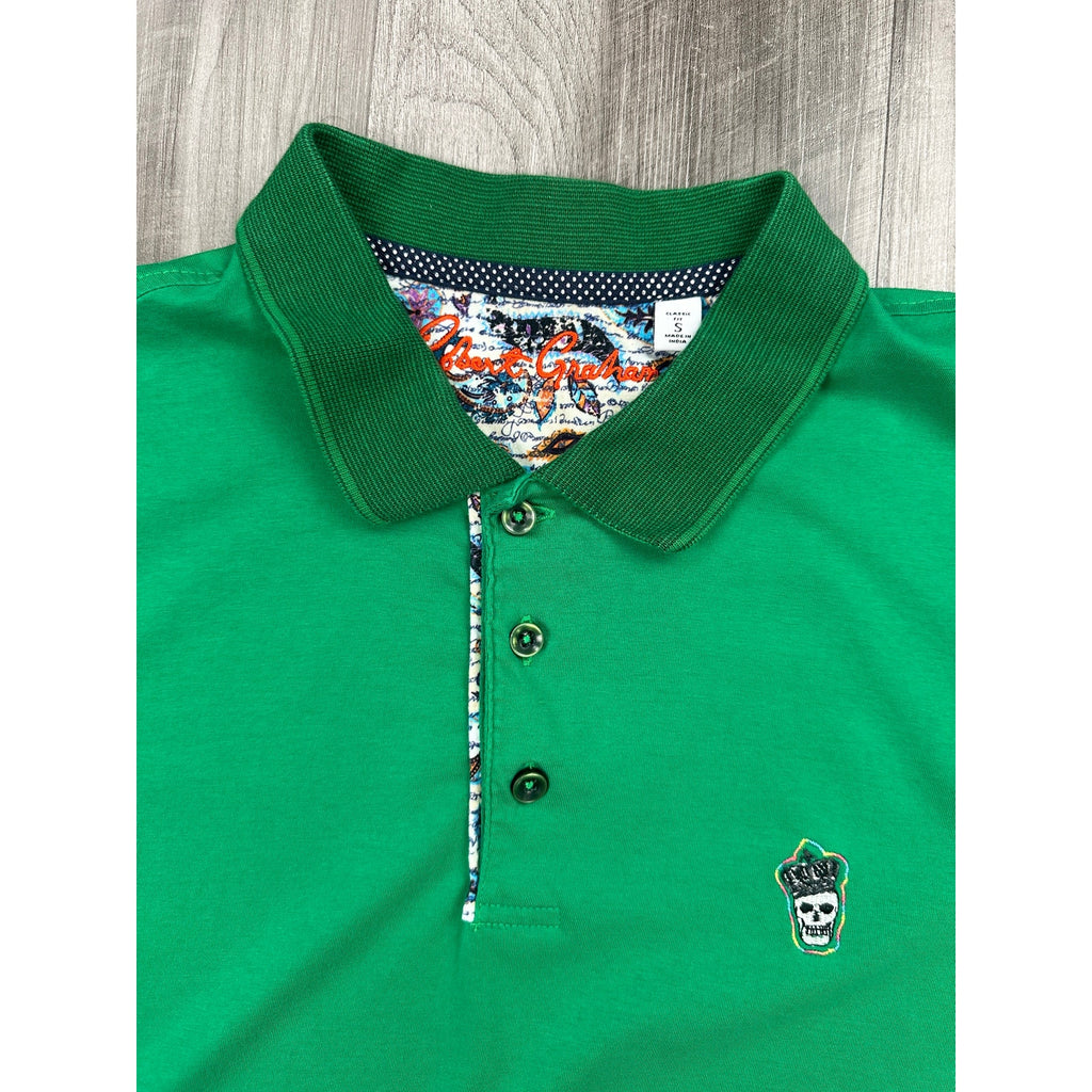 Robert Graham Lucifer Knit Classic Fit Polo in Green — Size Small // Preowned