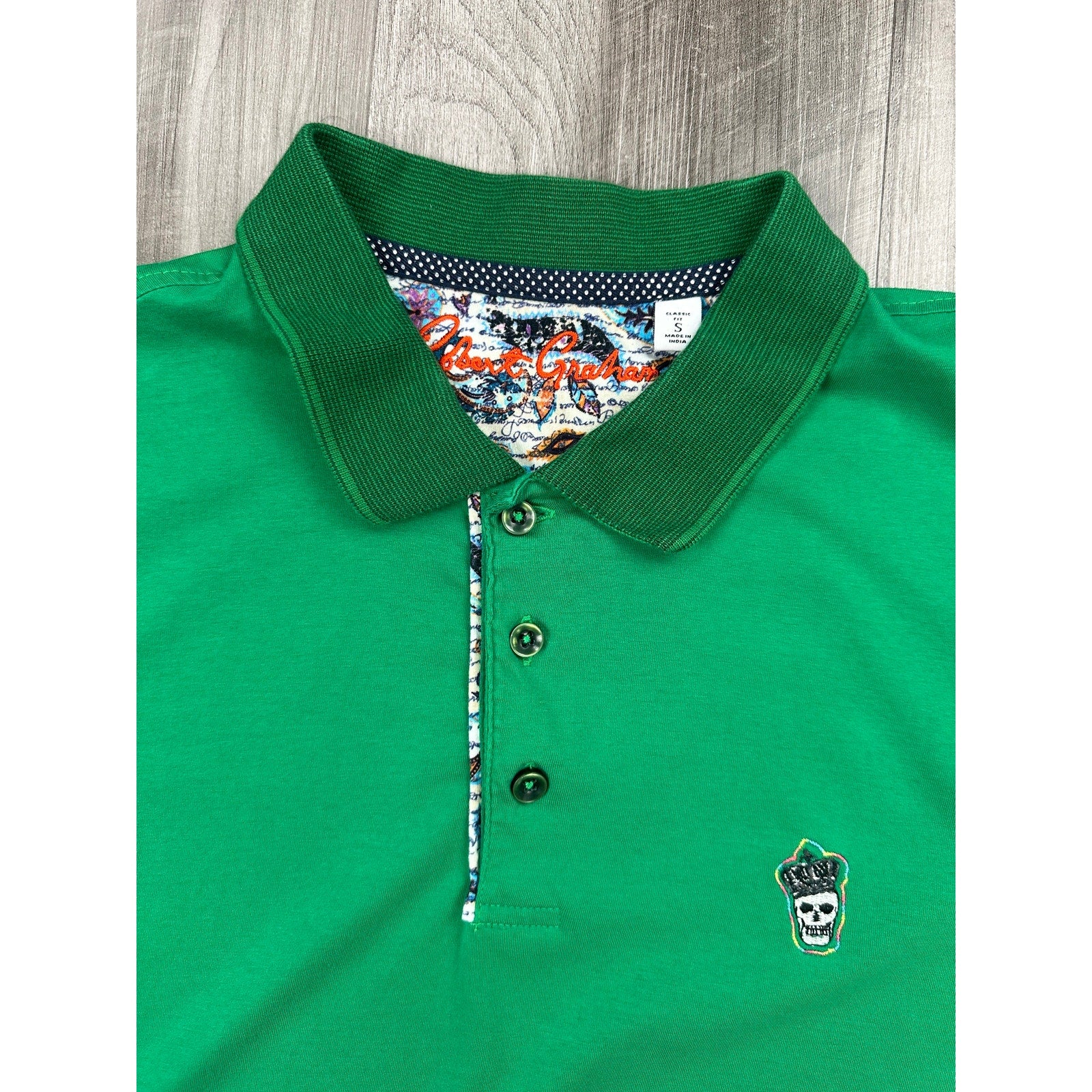 Robert Graham Lucifer Knit Classic Fit Polo in Green — Size Small // Preowned