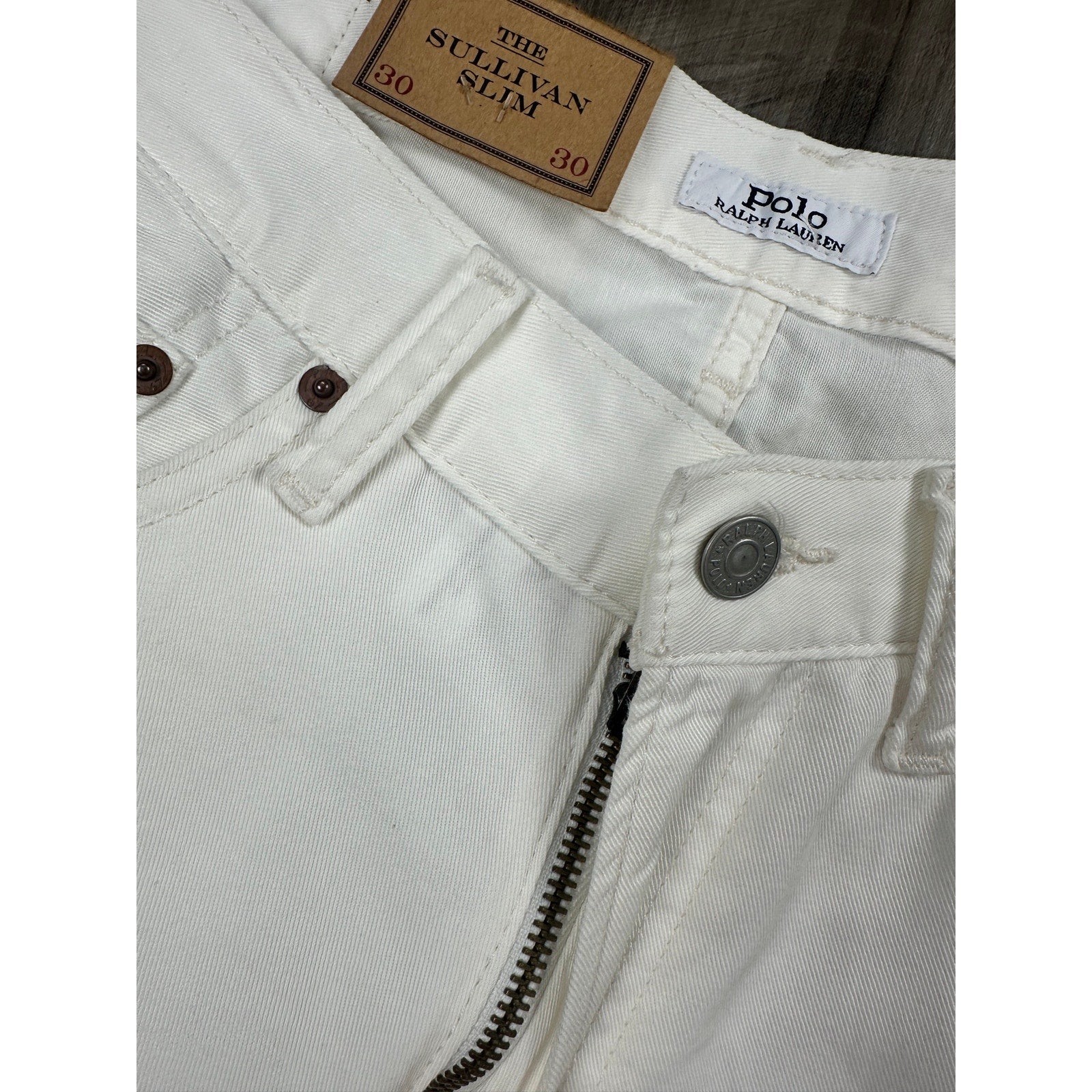 Polo Ralph Lauren All Over Pony Print The Sullivan Slim Jeans in White — Size 30x30