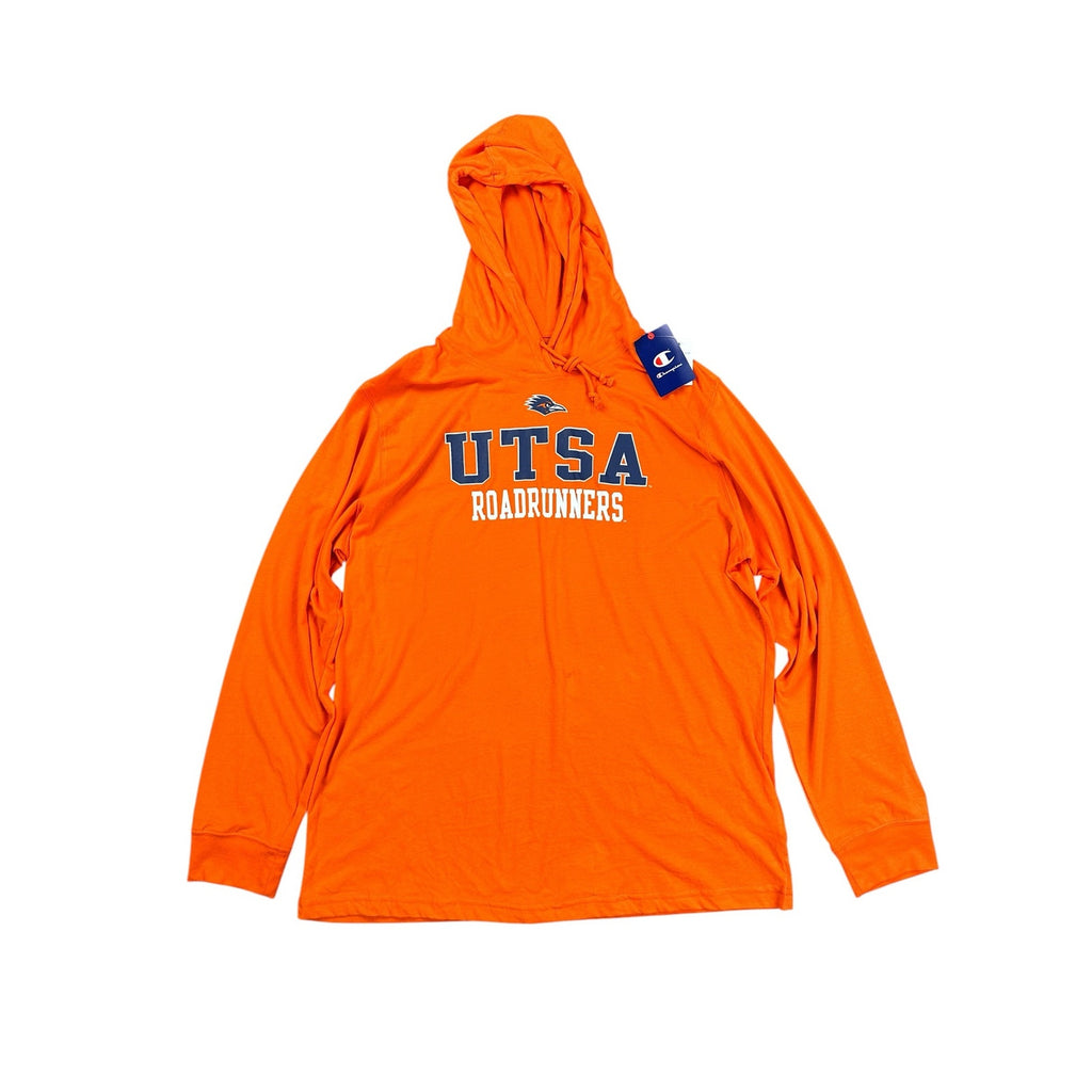 Champion UTSA Roadrunners Long Sleeve Hooded Soft Tee in Bright Orange — Size 2XL