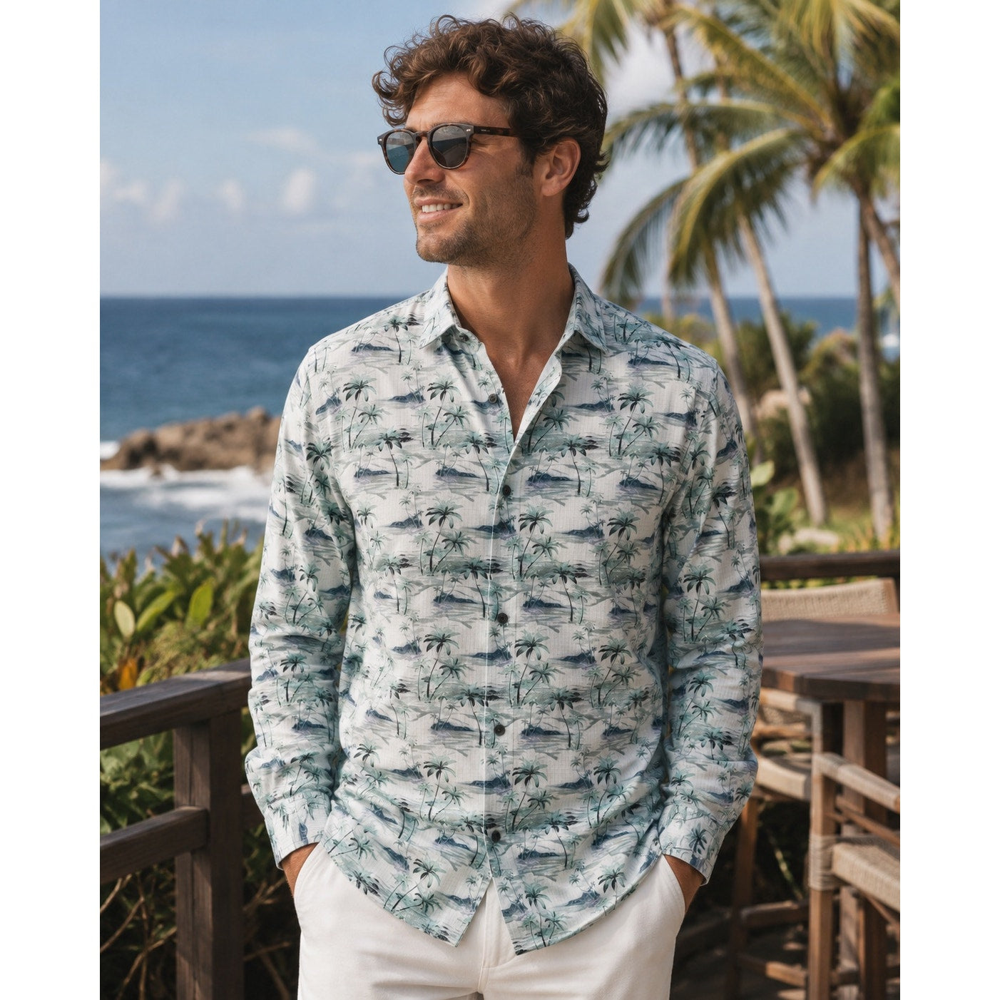 Tommy Bahama Bahama Coast Oceanic Oasis Long Sleeve Shirt in Lapland Green — Size 3XL