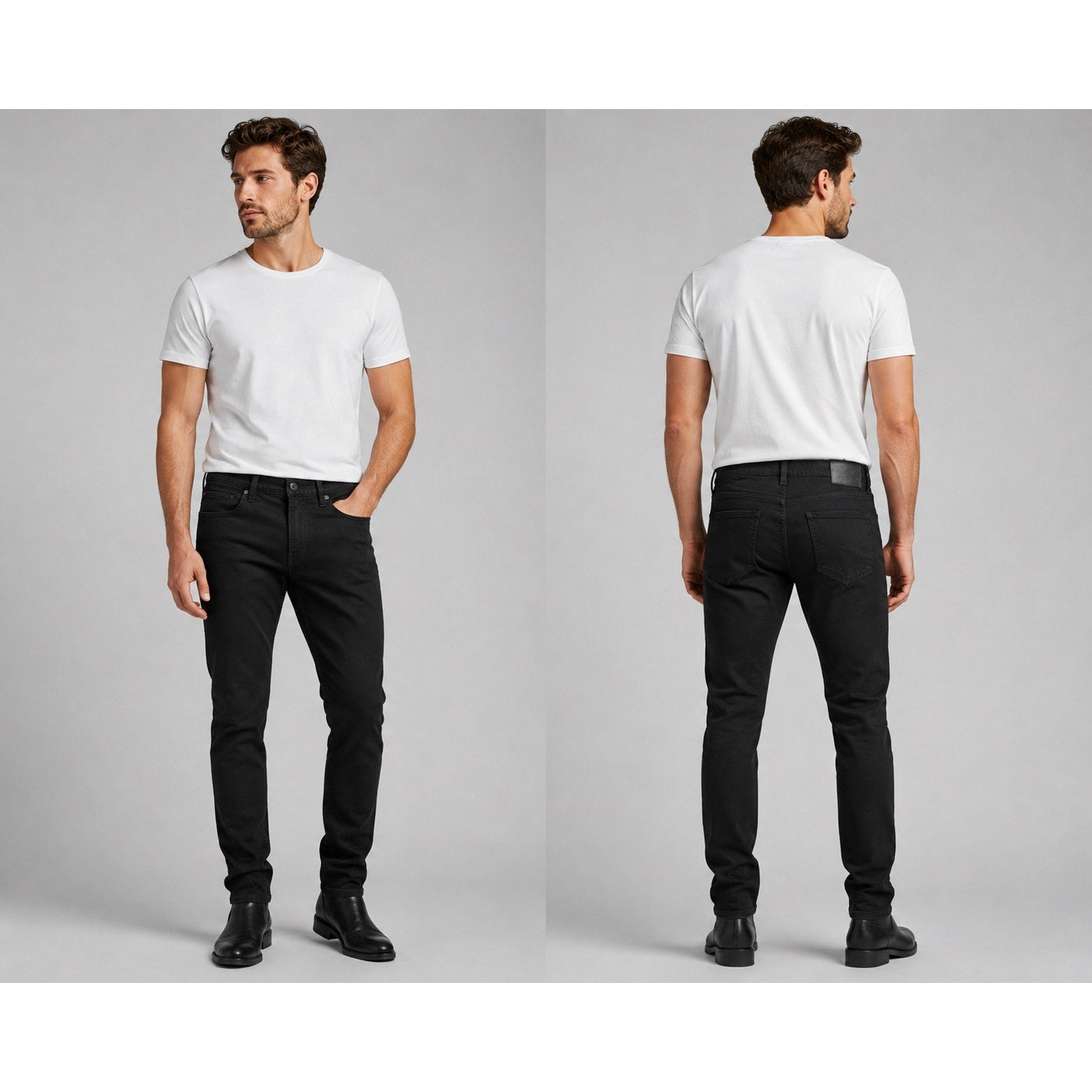 Paige Transcend Lennox Slim Stretch Jeans in Black Shadow — Size 30 // Preowned