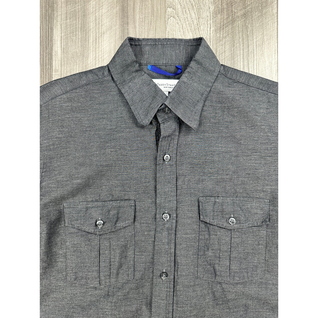 Teddy Stratford Two Pocket Organic Long Sleeve Shirt in Charcoal — Size 1 (US Small) // Preowned
