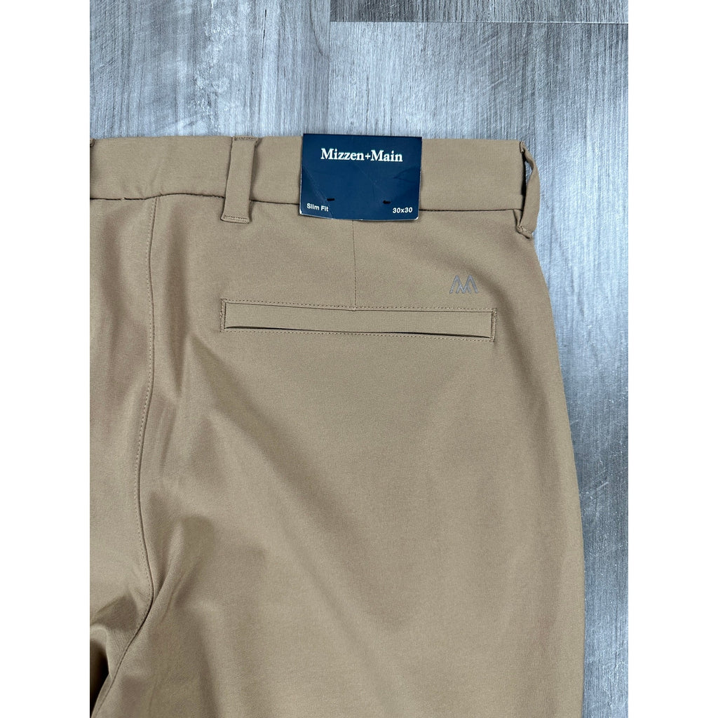 Mizzen+Main Helmsman Performance Slim Fit Chino Pants in Mocha — Size 30x30