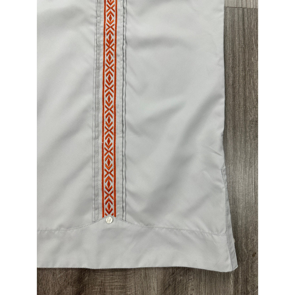 Texas Standard Guayabera Libre Western Performance Shirt in Gray and Orange — Size XL // Preowned