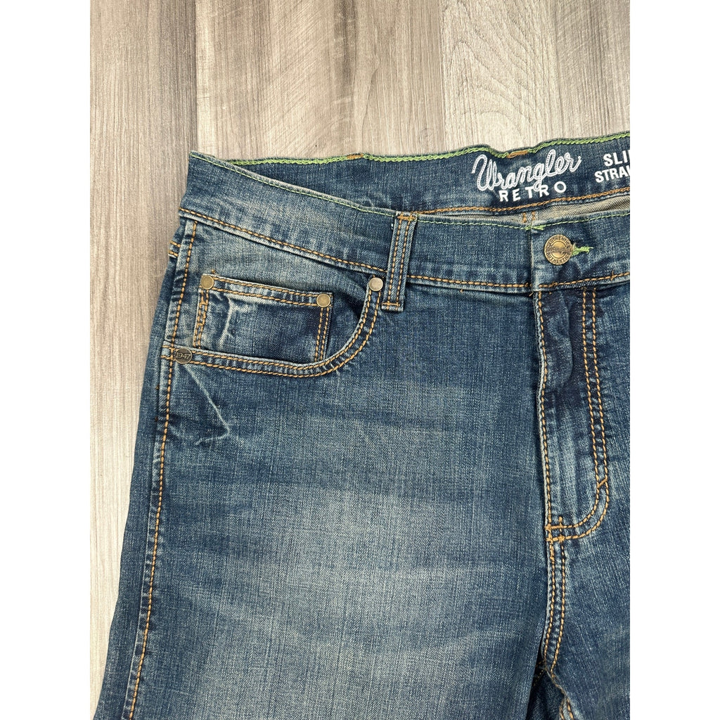 Wrangler Retro Slim Straight Jeans in Blue — Size 36x30 // Preowned