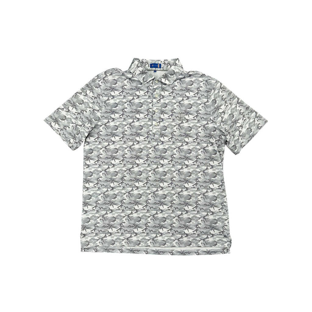 Stitch Golf Camo Performance Golf Polo in Grey, Light Grey and Charcoal — Size Large // Preowned