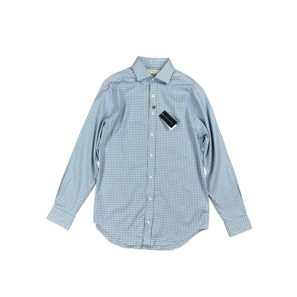 Holderness & Bourne The McColl Signature Fit Plaid Long Sleeve Shirt in Bedford Blue — Size Large