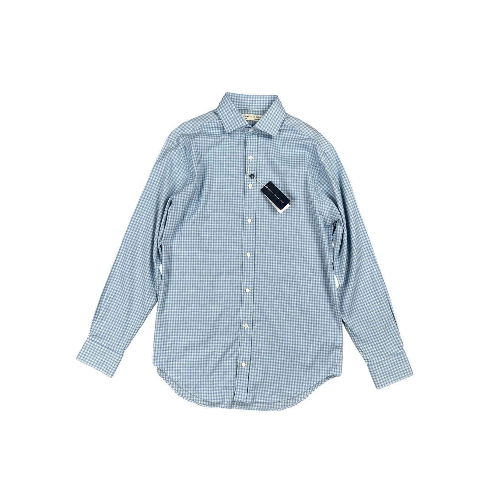 Holderness & Bourne The McColl Signature Fit Plaid Long Sleeve Shirt in Bedford Blue — Size Large