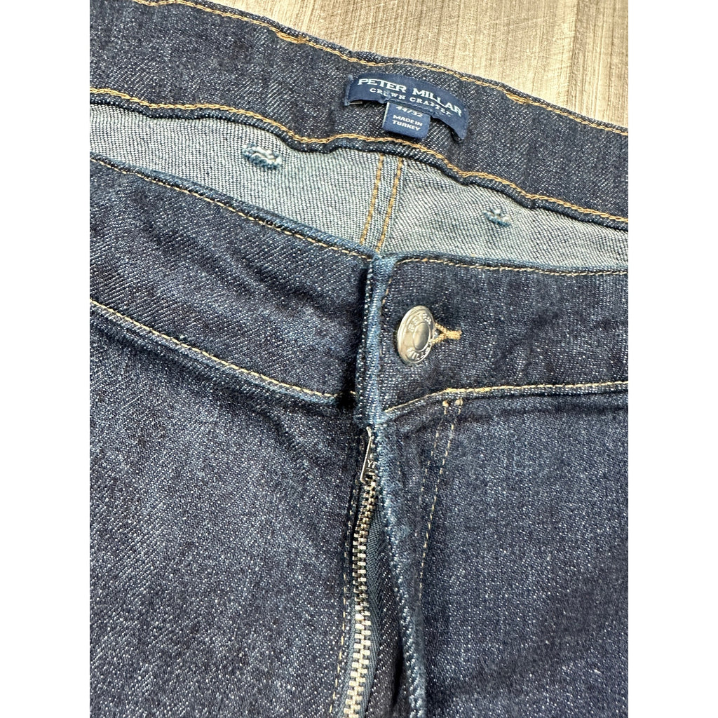 Peter Millar Crown Crafted Tailored Fit 2 Way Stretch 5 Pocket Jeans in Dark Indigo Blue — Size 44x32 // Preowned