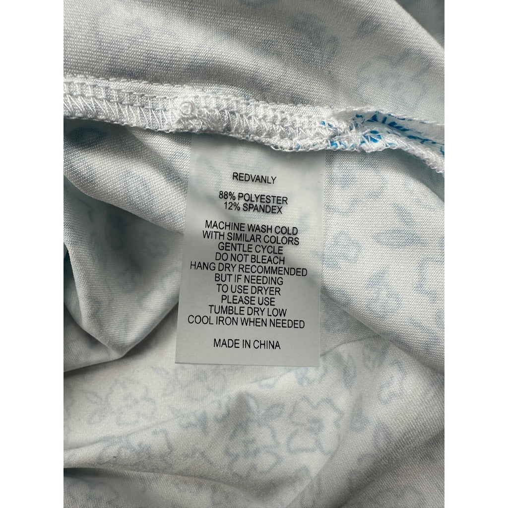 Redvanly Bendall Floral Golf Polo in Light Blue, White — Size XL // Preowned