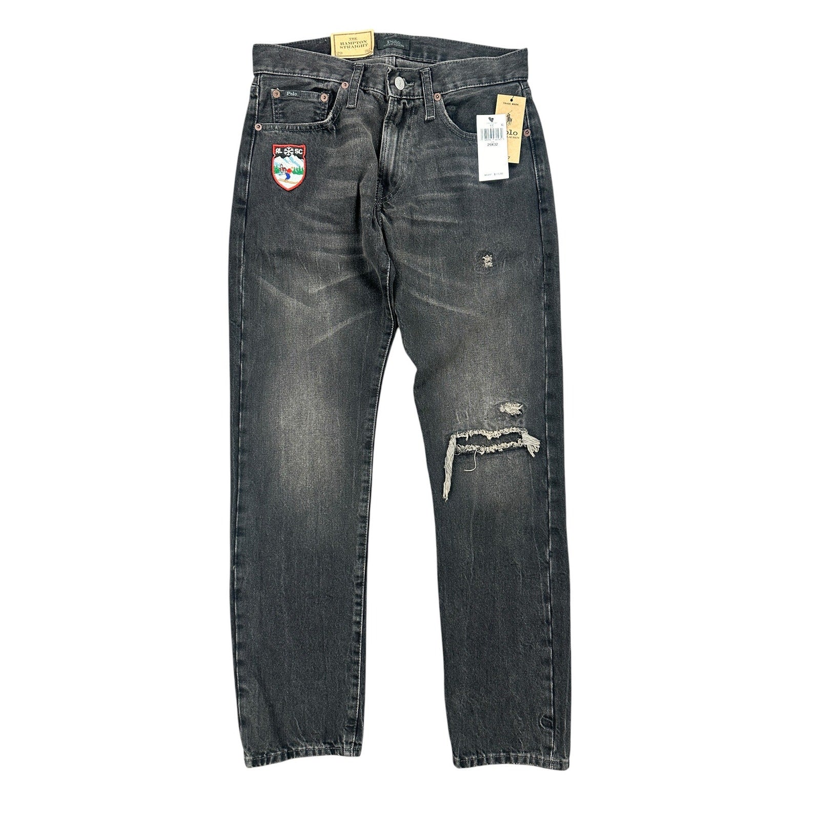 Polo Ralph Lauren The Hampton Straight Ski Club Distressed Jean in Washed Black — Size 29x32