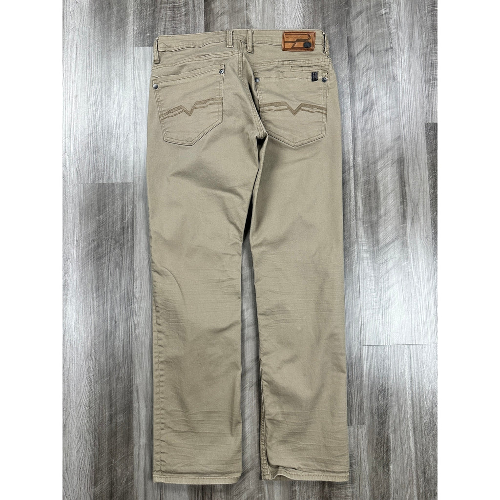 Buffalo David Bitton Six-X Straight Leg Twill Pant in Tan Khaki — Approx. 33x32