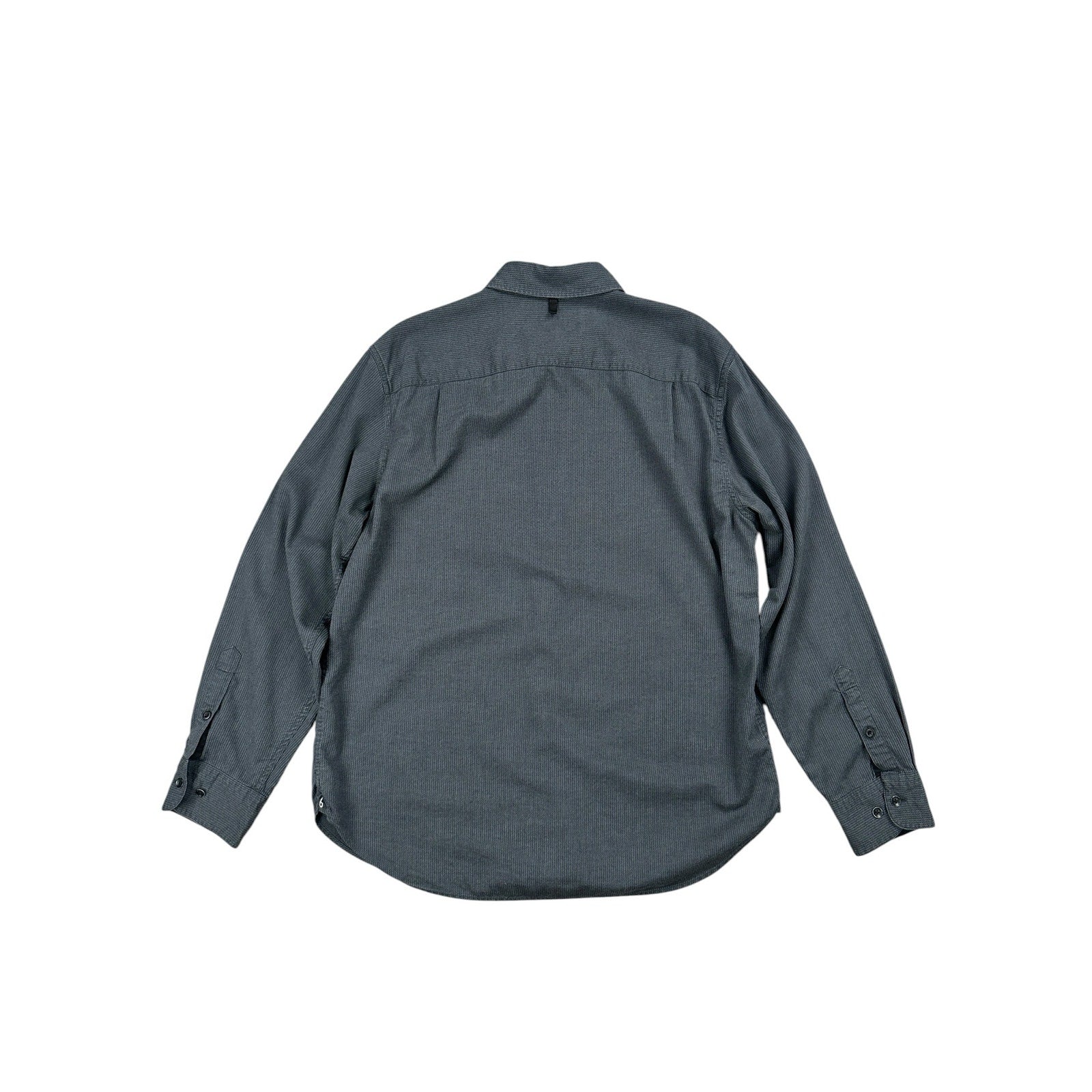 rag and bone Zane Poplin Wave Pinstripe Long Sleeve Button Down in Black and Gray — Size Large