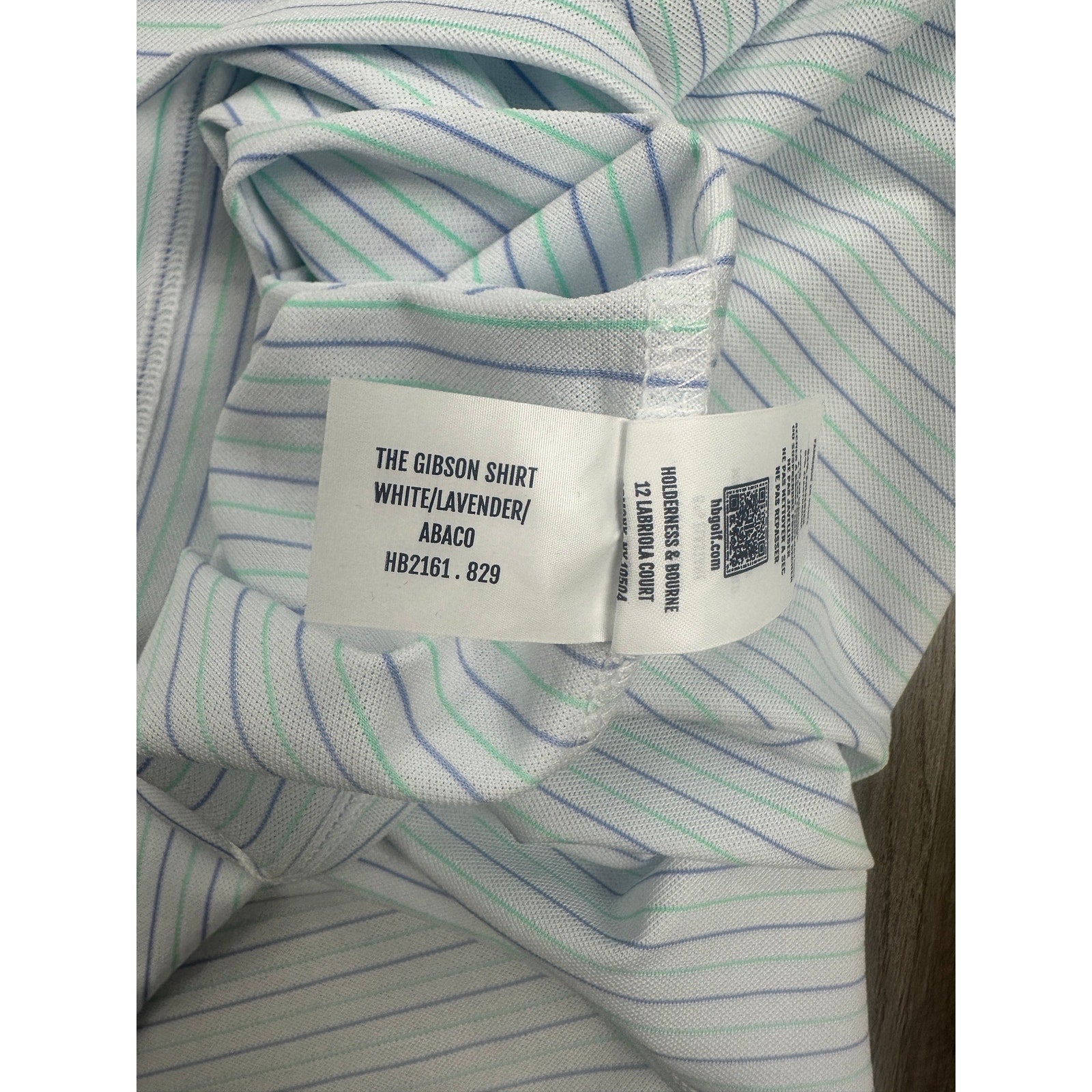 Holderness and Bourne The Gibson Shirt Tailored Fit Golf Polo in White Lavender Abaco — Size 2XL