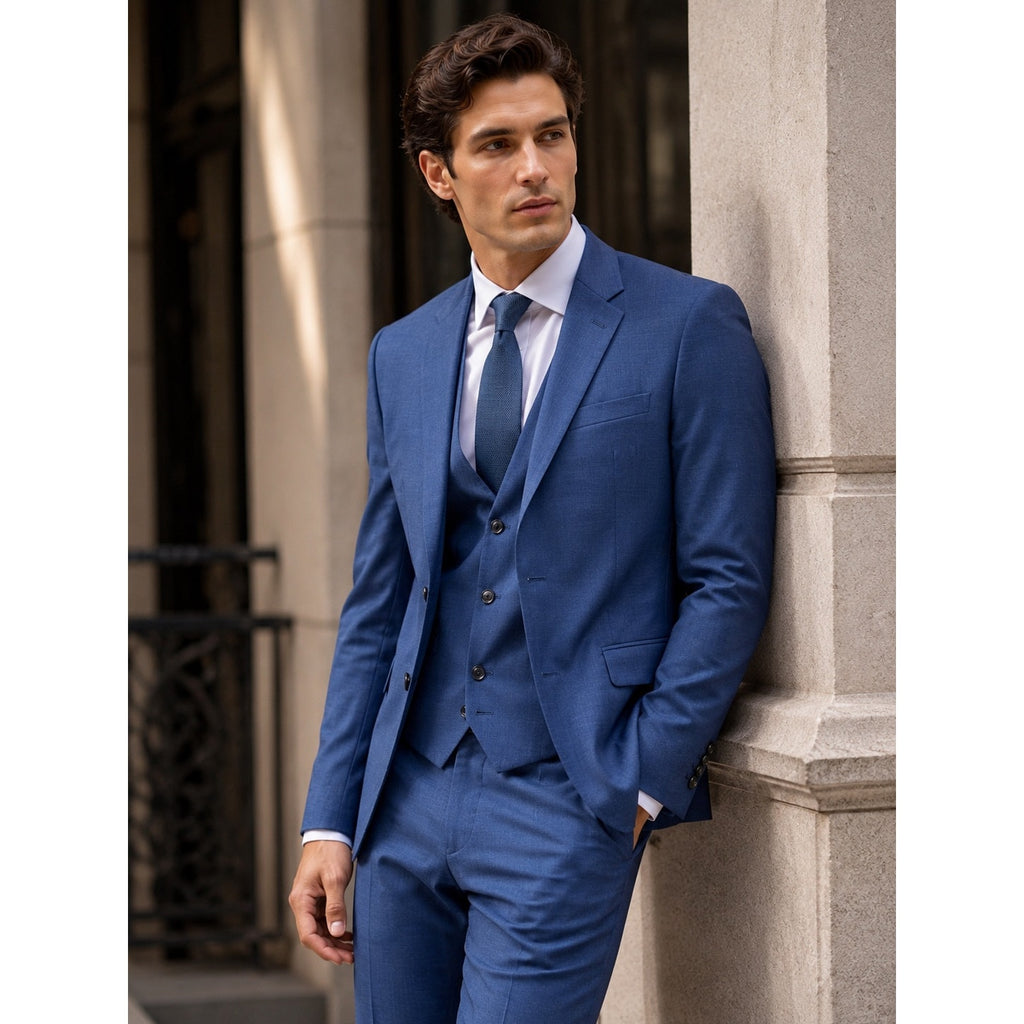 Calvin Klein X Slim Fit Stretch Three Piece Suit in Dark Blue Navy — Size 38R // Preowned