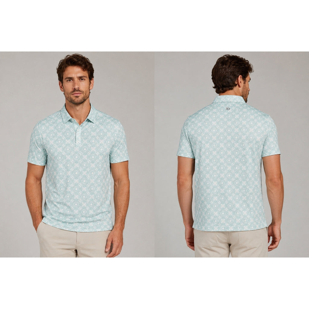 7 Diamonds Polaris 4 Way Stretch Performance Jersey Polo in Seafoam Green — Size 2XL