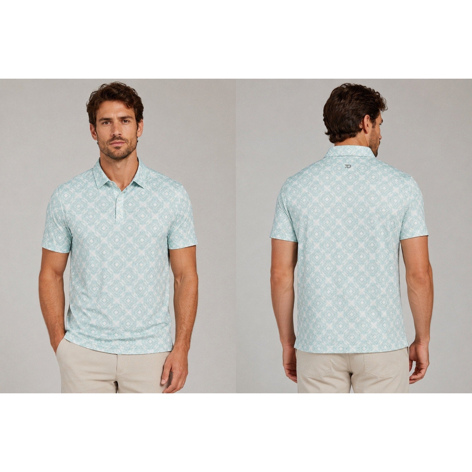 7 Diamonds Polaris 4 Way Stretch Performance Jersey Polo in Seafoam Green — Size 2XL