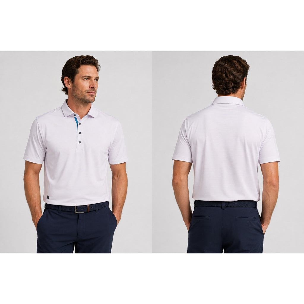 Greyson Quogue Performance Striped Golf Polo in Light Pink, White — Size XL // Preowned