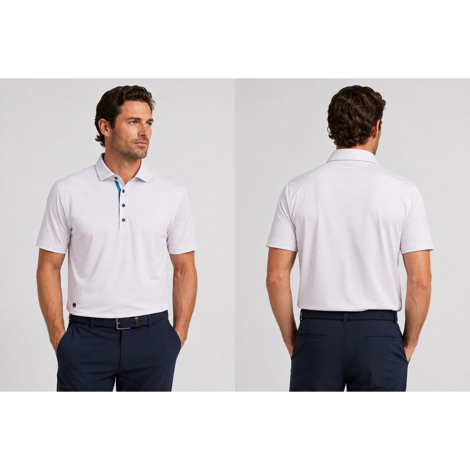 Greyson Quogue Performance Striped Golf Polo in Light Pink, White — Size XL // Preowned