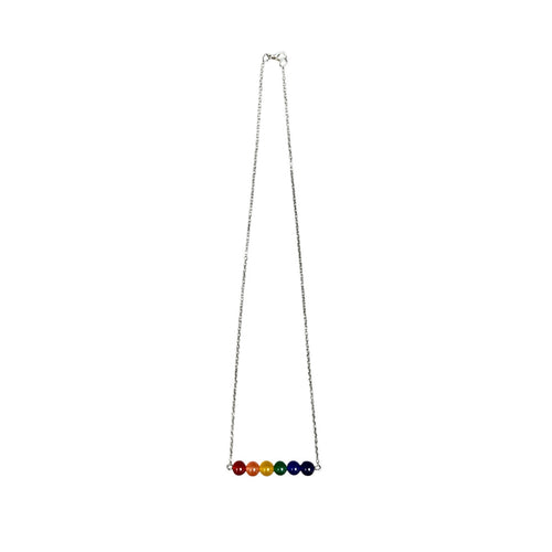 Andrew Christian Rainbow Pride Bar Necklace in Silver with Rainbow Bar — One Size