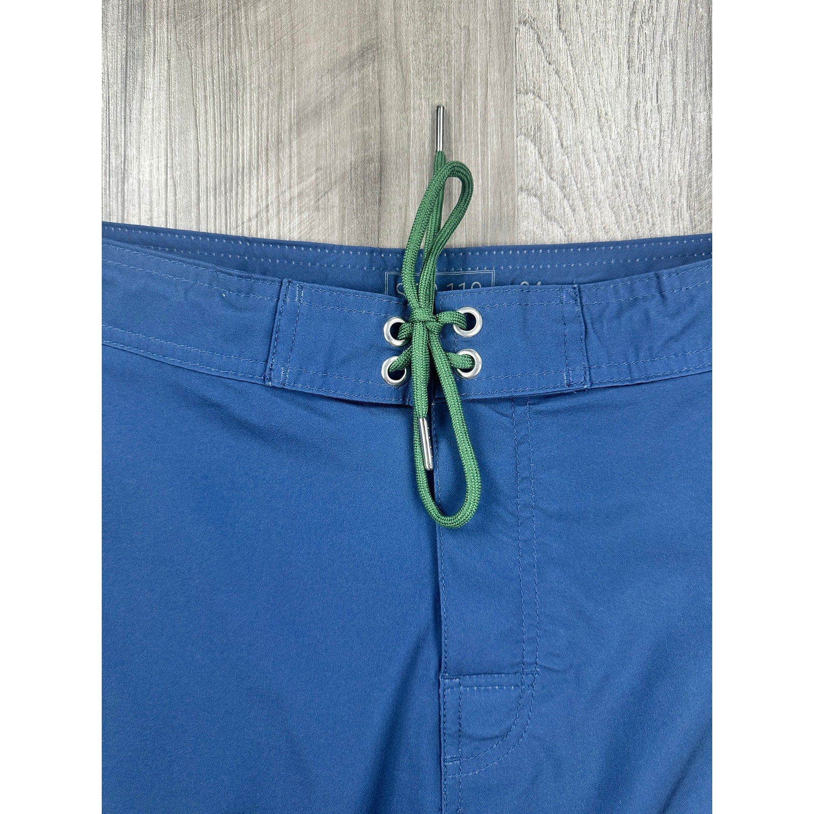 Section 119 x Grateful Dead Bolt Skeleton Hybrid Board Shorts in Navy with Green White Blue Stripes — Size 34