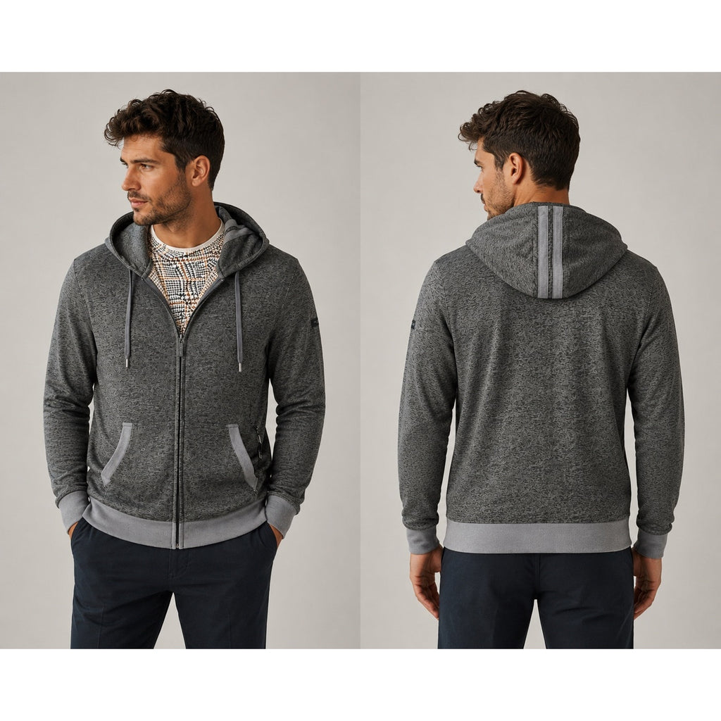 Ted Baker Hacci Single Jersey Full Zip Hoodie in Tornado Heather — Size XL