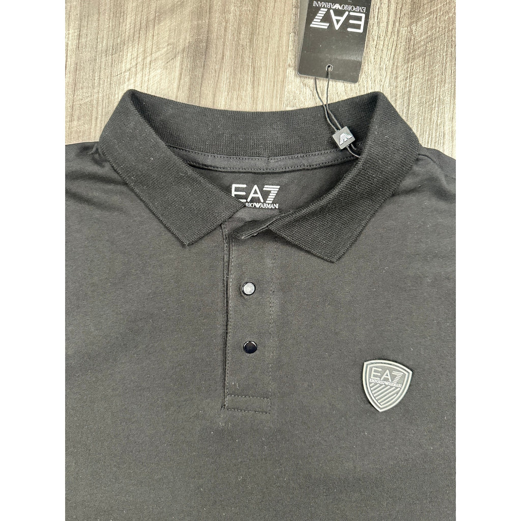 Emporio Armani EA7 Core Shield Collection Polo Shirt in Black — Size Medium