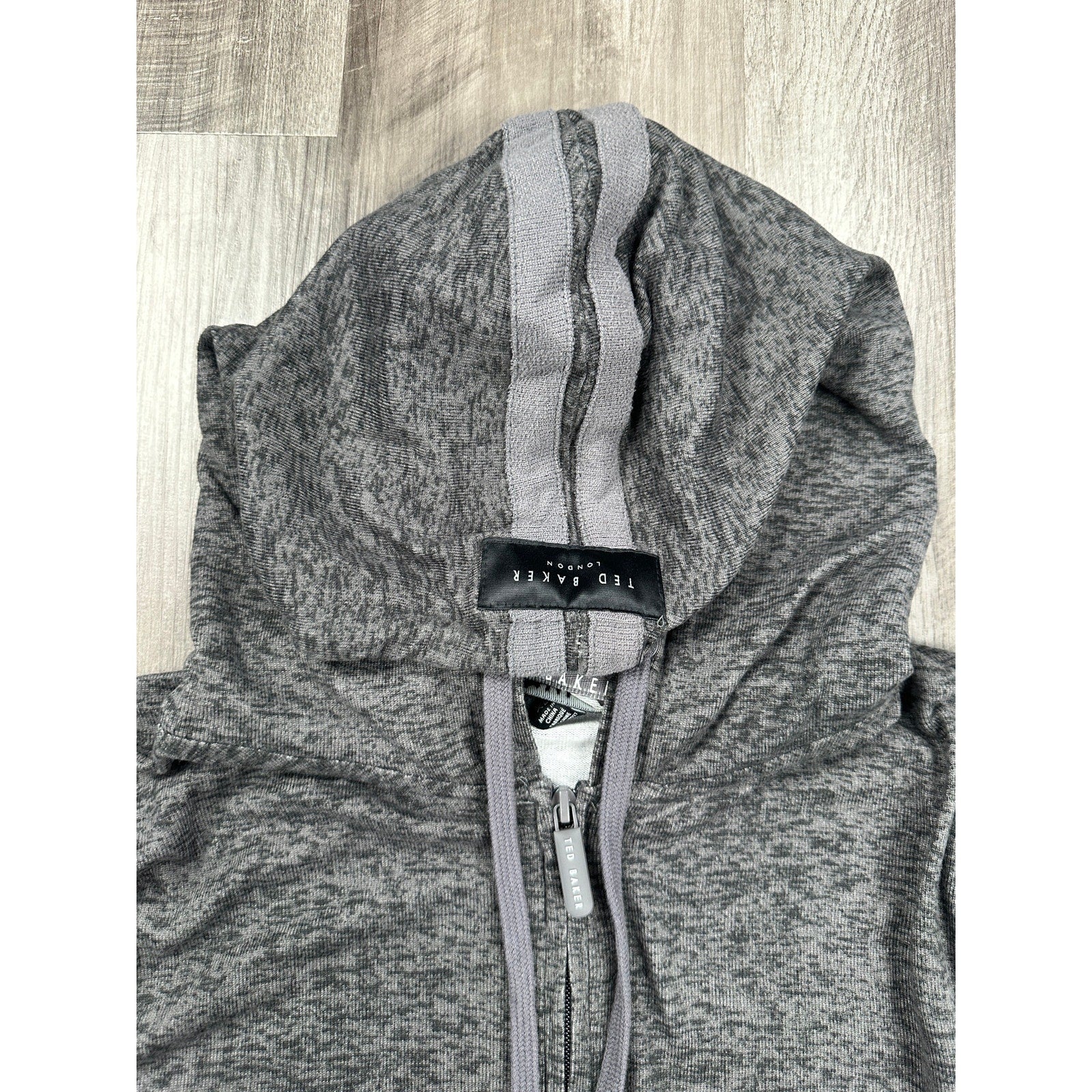 Ted Baker Hacci Single Jersey Full Zip Hoodie in Tornado Heather — Size XL