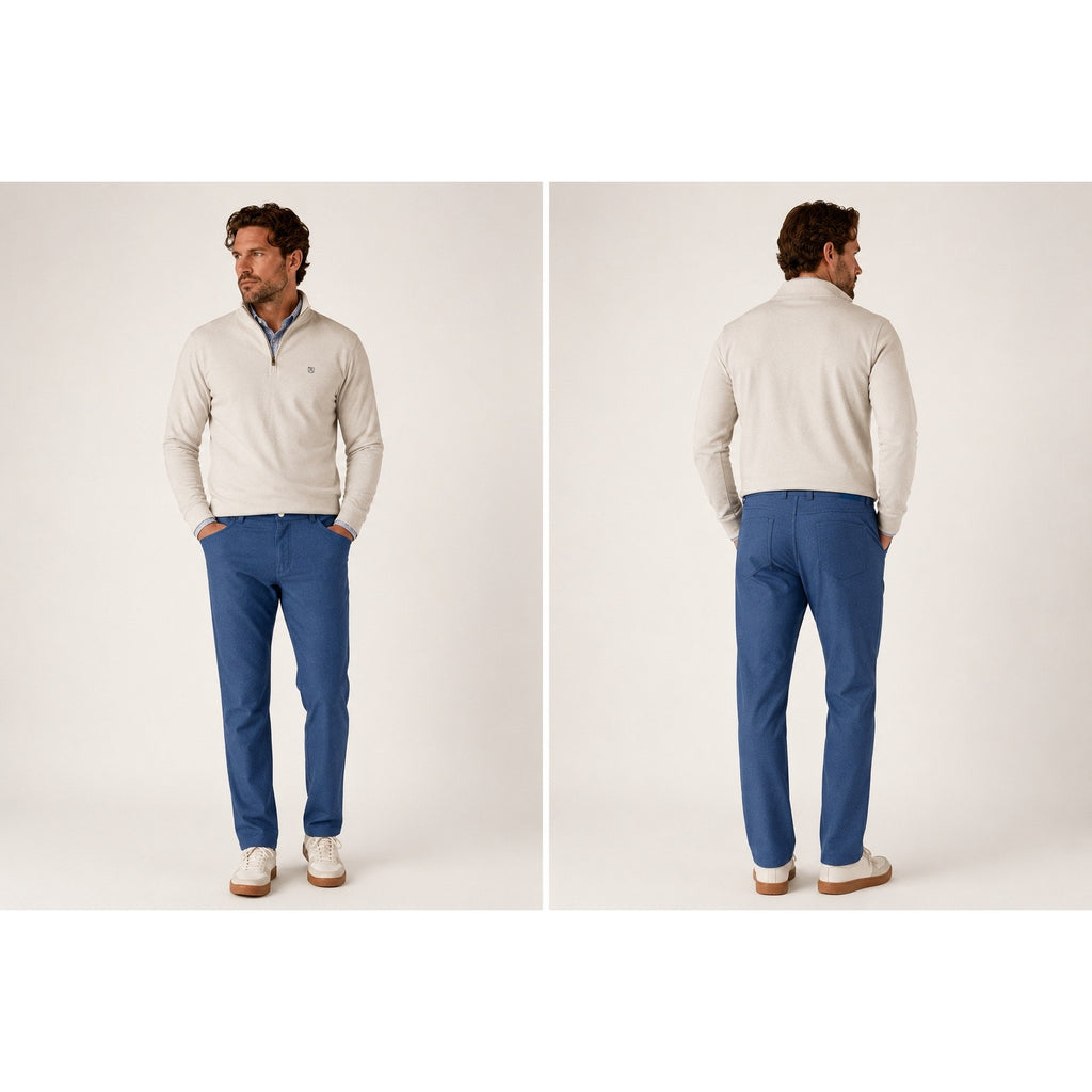 Peter Millar Brevard Performance Flannel Five-Pocket Pants in Navy — Size 35x32 // Preowned