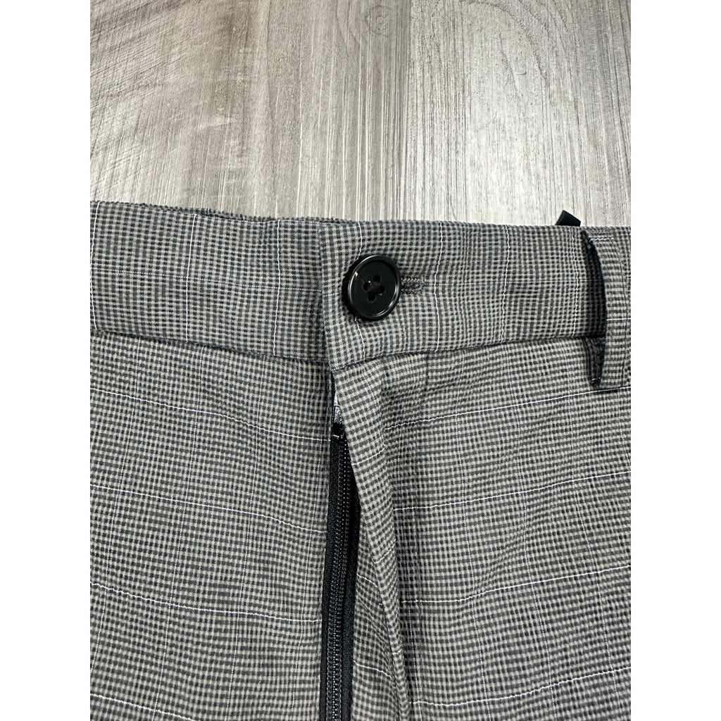 Theory Zaine Seersucker Kelso Check Drawstring Pants in Gray Charcoal and White — Size 36 // Preowned