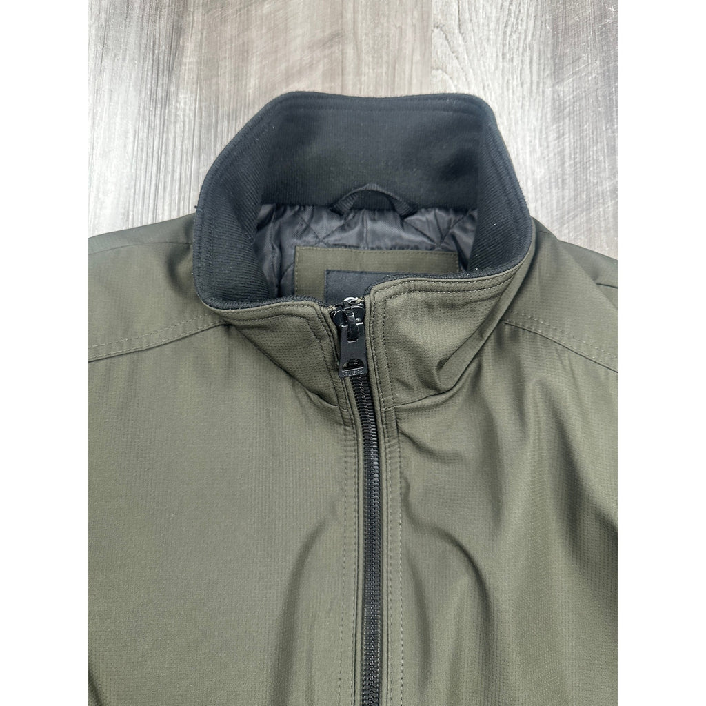 Guess Quilt Lined Full Zip Jacket in Olive Green Black — Size XL // Preowned