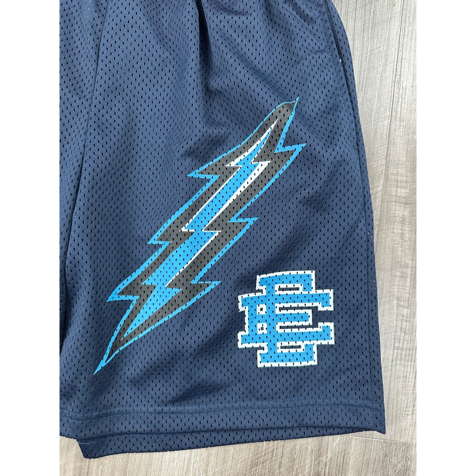 Eric Emanuel Bolt Mesh Gym Shorts in Navy, Blue and White — Size XL // Preowned