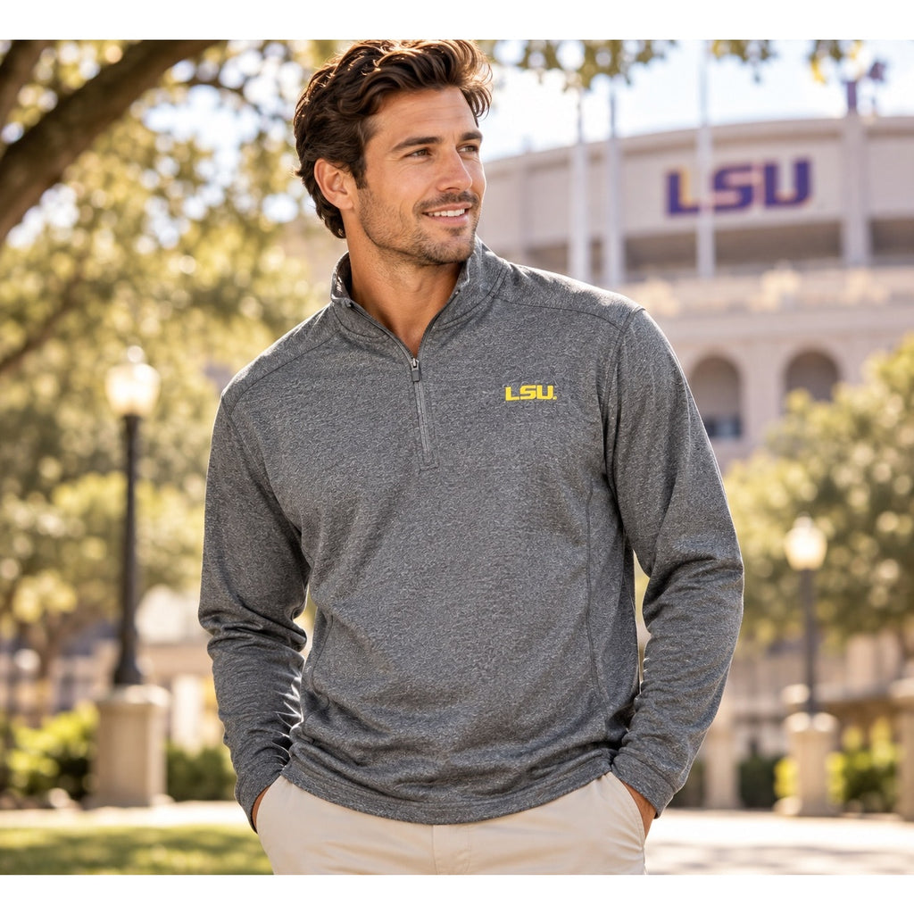 Majestic Section 101 LSU Tigers Performance Quarter Zip Pullover — Size XL